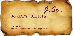 Jordán Szilvia névjegykártya